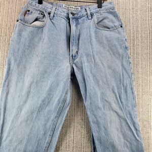 Vintage Bugle Boy Jeans Mens 34x34 Light Wash Tapered‎ Leg Blue Denim 90s